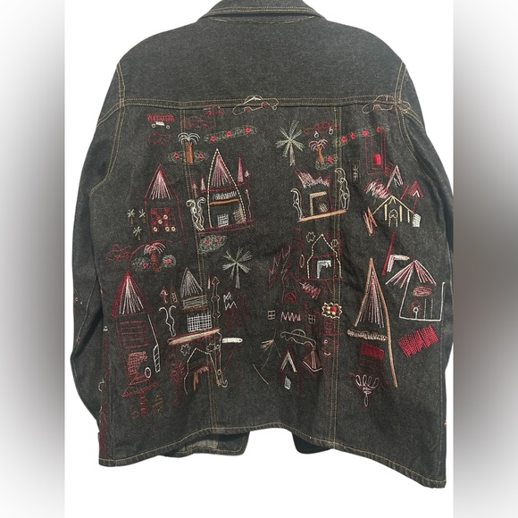 Parsley & Sage Vintage Artistic Embroidered Denim Jacket - Picture 9 of 11